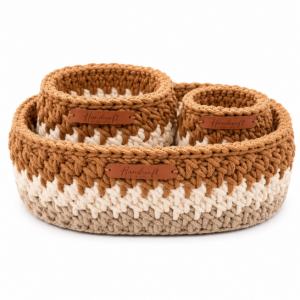 handmade macrame basket set cotton storage baskets